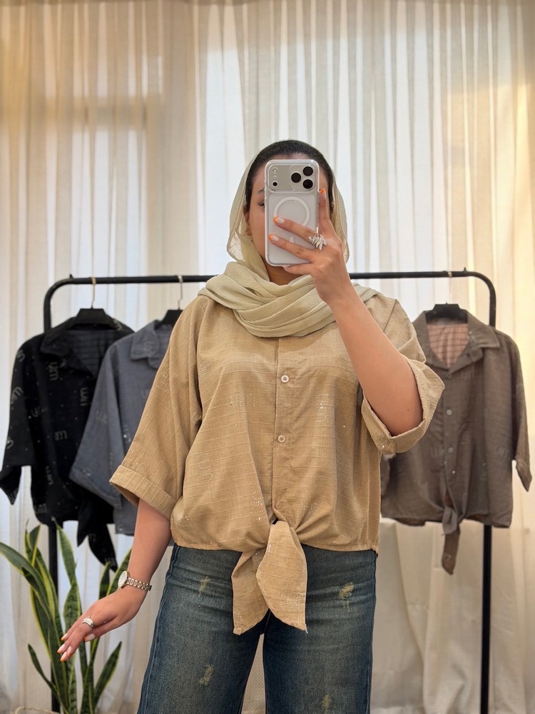 شومیز جلو گره ای نگین دار - Image 19