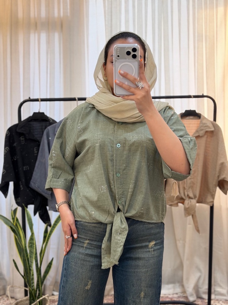 شومیز جلو گره ای نگین دار - Image 11
